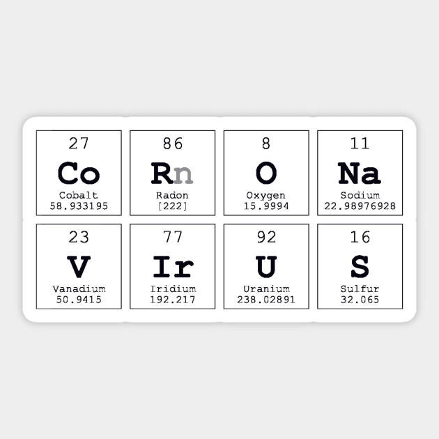 Corona Virus Periodic Table Science Print Sticker by Auto-Prints